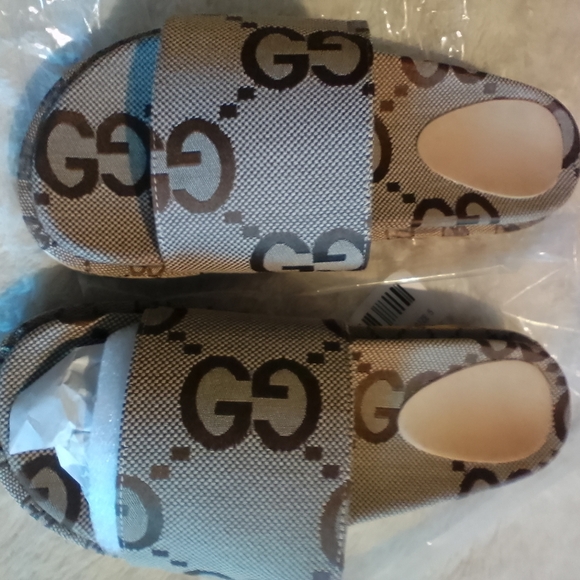 GG Monogram Style Platform Slip-On Sandals – Designer Inspired – New - SIZE 8 - Picture 7 of 14